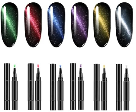 Polishey6 Colors OneStep Gel Nail Polish Pens UK - 3In1 UV Nail Varnish Quick Dry Set for DIY Nail Art - Tools for Women and Girls