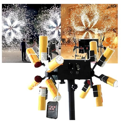 Fontana rotante a fuoco freddo (rotazione bidirezionale), macchina per fuochi d’artificio fredda per matrimoni, fontane 2 * 6, con telecomando, spettacoli di fuochi d’artificio