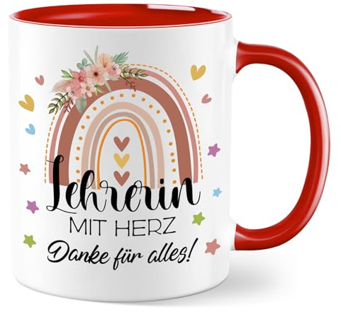 Lehrerin Geschenk Tasse, Tasse Lehrer, Abschiedsgeschenk Lehrerinnen | Dankeschön Geschenke Kaffeetasse - Lehrerin mit Herz, Danke für alles! Geschenk für Geburtstag, Abschied, Danke, Weihnachten