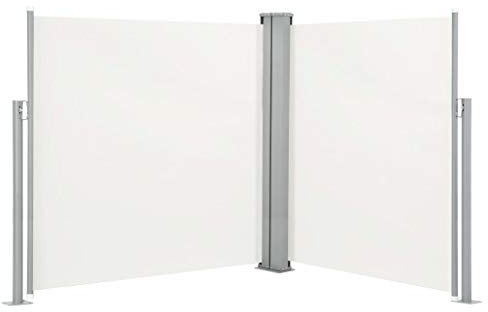 Gecheer Auvent Latéral Rétractable Crème 140 x 600 cm, Paravent Extérieur Store latéral, Protection de l'intimité et Vent, Abri Solaire Extensible Brise Vue pour Balcon Terrasse