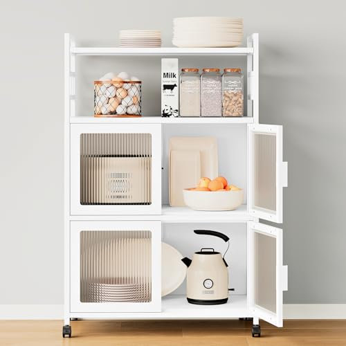 Küchenwagen auf Rollen Aufbewahrungsschrank Metallschrank Küchenschrank Buffetschrank Vitrinenschrank Mehrzweckschrank Aktenschrank Lagerschrank Stahlschrank Rollschrank 80 x 40 x 125cm