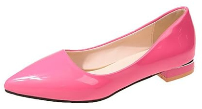 Ballerinas Women's Patent Balerina Shoes Flat Women's Shoes Ballerina Loafers Slip On Pumps Dress Shoes Lace Shoes Mary Jane Shoes Elegant Ballerina Shoes Wedding Shoes Traditional Shoes, hot pink, 5