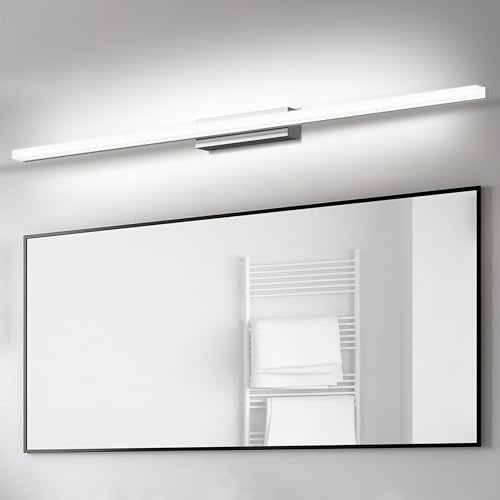SUZNIU Led Aplique Espejo Baño, 100CM Luz Espejo Baño IP44 Blanco Frio 6000K Pared Luz, 20W Lampara Apliques de Para de Impermeable Plata