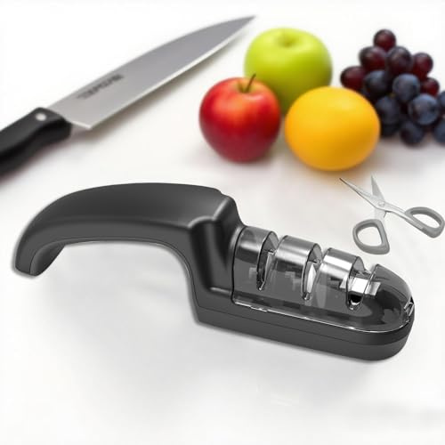 Professional 3-in-1 Knife Sharpener - Sharpens Knives & Scissors with Precision | Sharpening Knife Made Easy | High Quality for Everyday Use