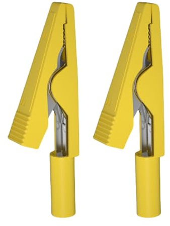 2 pinzas de cocodrilo de alta conductividad con conector banana de 2 mm, versátil para entrenamiento educativo y electrónica
