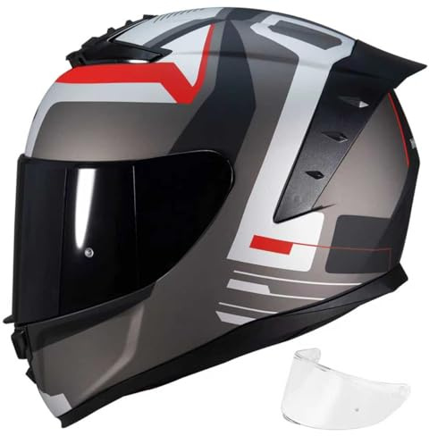 Full Face Motorcycle Helmet,Helmets for Adults Motorcycle, MG611 Motorbike Racing Street Bike Helmets with Black Visor for Men Women,DOT Approved (Matte Gray Cloud, L)