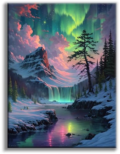 Diamond Painting Erwachsene Aurora, Polarlicht 5D Diamond Painting Bilder | Landschaft Diamant-malerei Erwachsene, Natur Diamantmalerei-set für Geschenk, zur Entspannung und als Wanddeko 30x40 cm