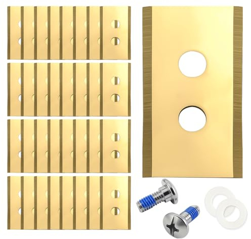 REEYEAR Lot de 36 lames de rechange compatibles avec les tondeuses robotiques Manmotion Luba & Yuka – Lames épaisses à double tranchant revêtues de titane avec vis et rondelles pour une coupe efficace