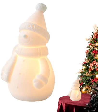 Figuras de muñeco de Nieve de Navidad iluminadas, Figuras de Navidad de cerámica con luz, Decoraciones navideñas para Sala de Estar, cumpleaños, Vacaciones, oficinas, hogar, Fiesta, apartamento