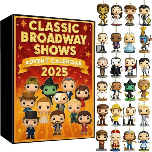 Classic Broadway Shows Advent Calendar 2025, 24 Days Countdown Calendar with Iconic Musical Character Collectibles for Broadway Fans, Theater Lovers, Adults Teens (A)