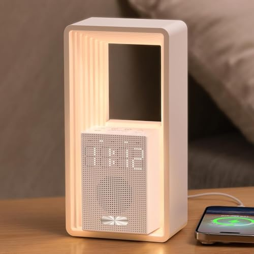 smallwell Wake-Up Lichtwecker - Sonnenaufgangs Wecker mit Sonnenauf, Untergangssimulation, 3 Einstellbare Helligkeitsstufen & 8 Naturklänge, Dual-Alarm Nachttischlampe fürs Schlafzimmer