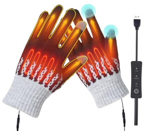 Guantes térmicos USB para hombres y mujeres, guantes calentadores de manos eléctricos para interiores y exteriores, guantes calentadores de manos de temperatura ajustable