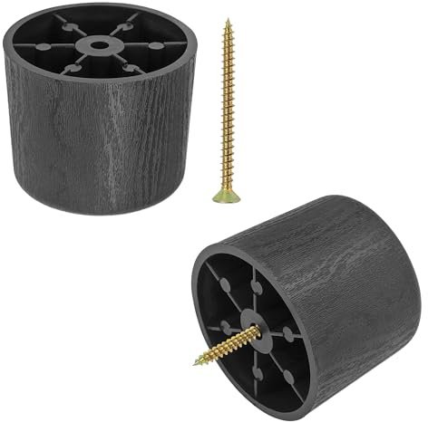 8 Pcs Plastic Furniture Feet (with Screws), Black Chair Leg Protectors, Sofa Leg Pads (60×55×48mm)