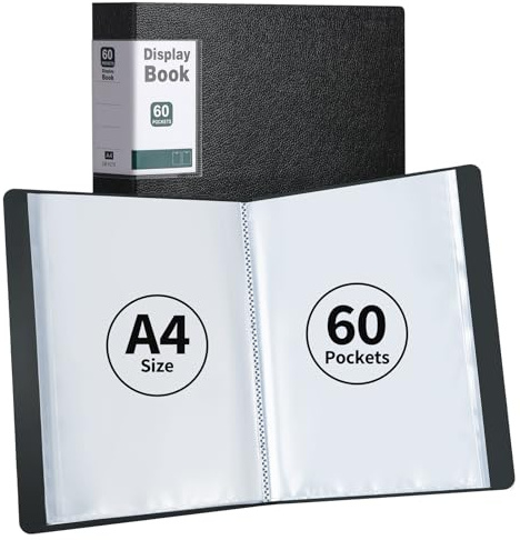DONGLI 2 Stück Präsentationsmappe A4 mit 60 Transparente Taschen(Schwarz)