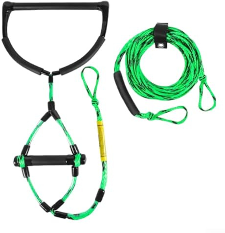 Wasser-Skiseil mit 38,1 cm und 16 cm Griffen für Schläuche, 4-teiliges Abschleppseil für Sport, 1000 kg Zugfestigkeit, schwimmendes Seil für (schwarz)