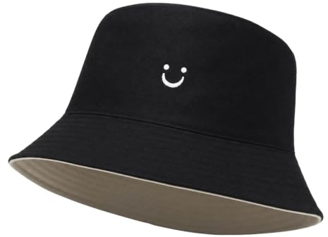 Solhatt för barn, andningsbar korgmössa för flickor och pojkar, vändbar, 2-8 år, svart & beige