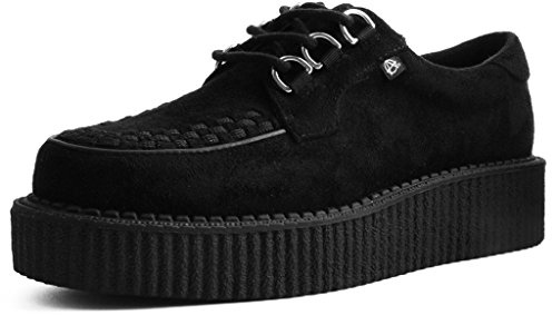 T.U.K. Anarchic Faux Suede Black Creeper Shoes for Women and Men, D Ring Lace Up Shoes | US Women 13 / Men 11