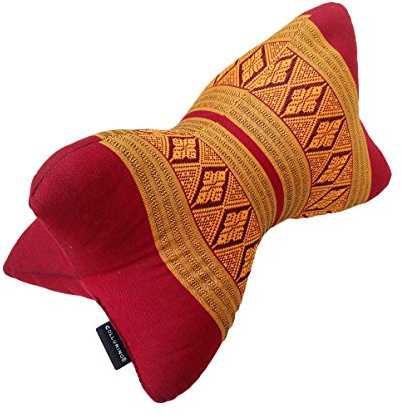 Collumino Traditional Thai Kapok Neck Support Pillow for Yoga Massage or Relaxation (Copper, Burgundy)
