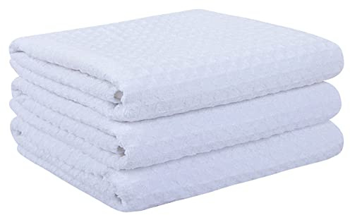 VIVOTE 3pcs Microfibre Tea Towels Waffle Drying Kitchen Dish Towels White | 40X56cm Soft and Thick