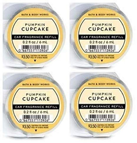 Lot of 4 Bath and Body Works White Barn Pumpkin Cupcake Scentportable Fragrance Refill Disc for Vent or Visor Clip