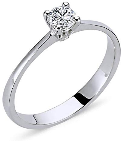 0,24 Carat EinStein Solitär Diamantring in 14 Karat Weißgold