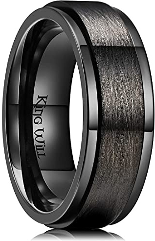 King Will Stress Relief Spinner Ring für Männer - 8mm schwarz gebürstetem Edelstahl Angst Ring, Fidget Ringe für Männer und Frauen mit rotierenden Getriebe Design 13