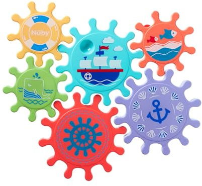 Nuby Bath Cogs Baby Badespielzeug - leuchtende Farben | BPA-frei | einfache Montage | Geeignet für 12 Monate