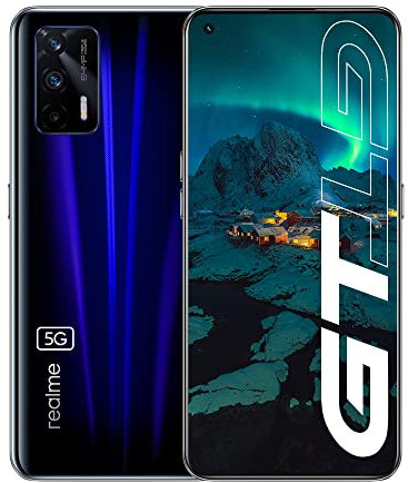 realme GT 5G Smartphone,Processeur Qualcomm Snapdragon 888 5G,Écran AMOLED Diagonale 6,43'' 120 Hz, Triple Caméra de Nuit 64MP, Charge Rapide 65W,Dual Sim,NFC,8 + 128 Go,Bleu Foncé