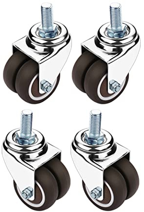Dapxer Doppelrollen, Transport-lenkrollen Mit Sicherheitsverriegelung, Schwenkrollen Für Möbel, Gummi-lenkrollen, Langlebige Universal-Rollen, Mit M10/m12-schrauben,4nobrakes-50mm/2in