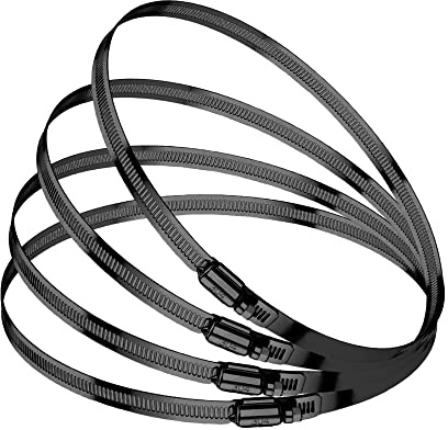 BOTTEN Schlauchschellen, Schwarz, 155–178 mm, 304 Schlauchschellen, Edelstahl, verstellbare Schneckengetriebe, Schlauchschellen, Sortiment, Kühlerschlauchschellen, Kraftstoffleitungsschellen, 4 Stück