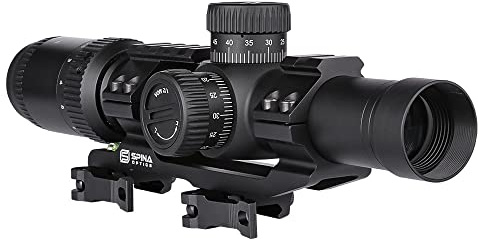 SPINA OPTICS Lunette de Visée 1.2-6x24 IR avec Reticule Lumineux, Lunettes de Tir Premier Plan Focal Applicable à la Chasse/Airsoft