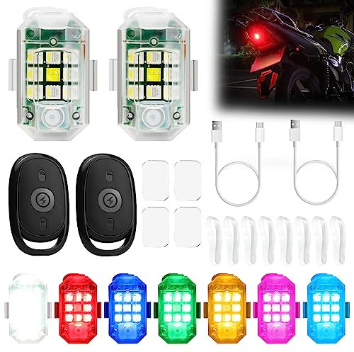 Car Remote Control Strobe Light, Wireless High Brightness Drone Strobe Light, 7 Colors Led Airplane Strobe Lights and USB Charging Strobe Drone Light for Bike Motorcycle Drone