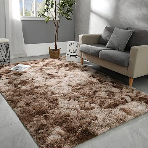 MARATIP Tapis pour Salon Moquette Grande Taille Tapis Poils Longs Moderne Tapis De Sol Grand pour Couloir Soft Doux et Moelleux pour la Chambre à Coucher d'enfant(Brun,80 x 150 cm)