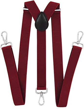axy Herren Hosenträger mit 3 robusten Karabiner Verschluss 2,5 cm breit Y-Form stufenlos verstellbar
