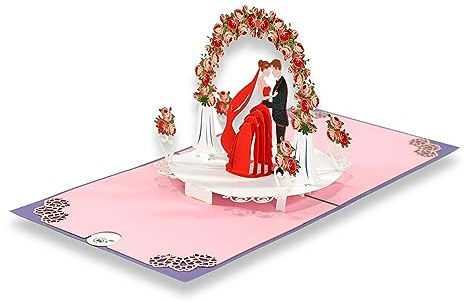 paperdora® 3D Pop-Up-Karte „Hochzeit“ mit Umschlag und Wachssiegel - Karte Glückwunschkarte Grußkarte Geschenkkarte Geschenk Gutschein