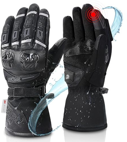 Grapelet Motorradhandschuhe Winter,Winddichte wasserdichte Motorrad Handschuhe für Herren,Touchscreen winterhandschuhe für Outdoor Sportarten