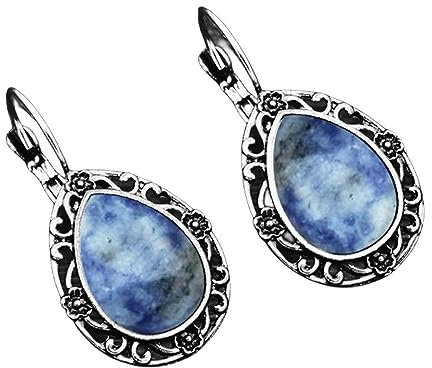 Edelstein Ohrschmuck,Vintage-Wassertropfen, Filigraner Anhänger, Baumelnde Hakenohrringe, Flussstein-Tropfenohrringe, Antike Barock-Stil-Ohrringe, Edelstein-Ohrringe, Schmuck Für Frauen Und Mädch