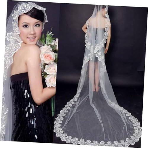 BESPORTBLE Eleganter Schleier Tiara Langen Schleier Rechner Kopfbedeckung Braut Weiß Hochzeitsschleier
