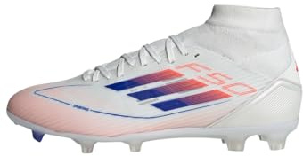 Adidas Donna F50 League Mid Football Boots Firm Ground, Cloud White/Lucid Blue/Solar Red, 40 2/3 EU