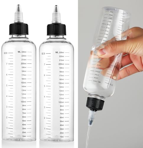 WLLHYF 2-pack applikatorflaskor för hår, 2,5 dl plast hårolja applikator med förhållande graderad skala och vridbar topptopptopplock