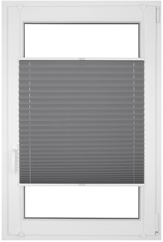 RENA Plissee ohne Bohren - Verdunklungsplissee - Klemmfix - Plisseerollo - Sonnenschutzrollo - Fensterdeko - Grau 105cm x 140cm