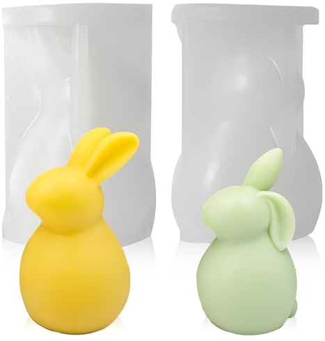 Stampo per candele in silicone 3D,Stampi Candele Mein HERZ 2 Pezzi Stampi in silicone per coniglio pasquale 3D per candele, per decorazioni per torte,Cioccolato,Sapone,Cera di soia,Regali di Pasqua
