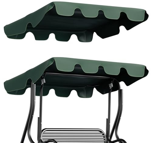 Izrielar Hollywoodschaukel Ersatzdach 210 x 145 cm Grün Wasserdicht | Universal Ersatzdach Gartenschaukel 3 Sitzer, Schaukel Dach Ersatz Bezug| 600D Oxford-Stoff