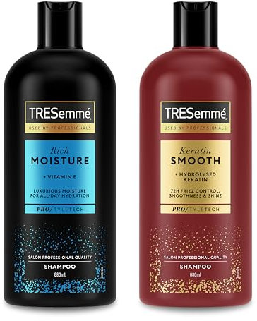 TRESemmé Rich Moisture luxurious moisture Shampoo for damaged hair 1x680 ml & TRESemmé Keratin Smooth Shampoo hair care product with hydrolysed keratin for 72h frizz control & shine 1x680 ml 2 piece