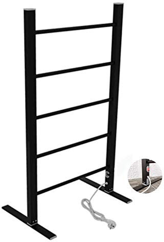 Portasciugamani riscaldato da terra, scaldasalviette da pavimento a 5 barre in alluminio, presa elettrica da 100 W ad alta efficienza energetica per scaldasalviette da bagno, asciuga asciugamani rapi