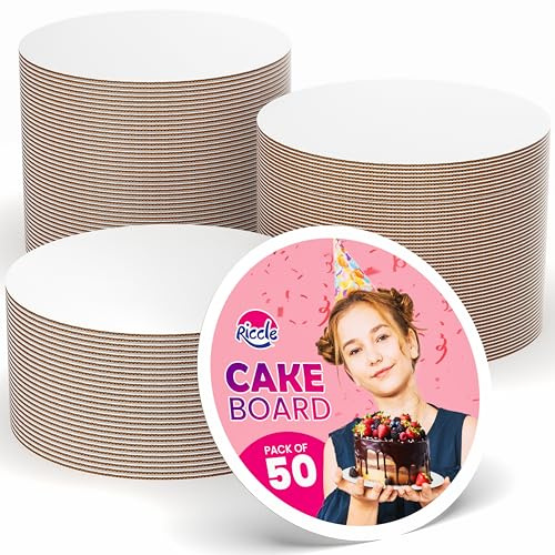 Riccle Cake Boards 10 Inch Round Pack of 50 for Cakes, Pizza