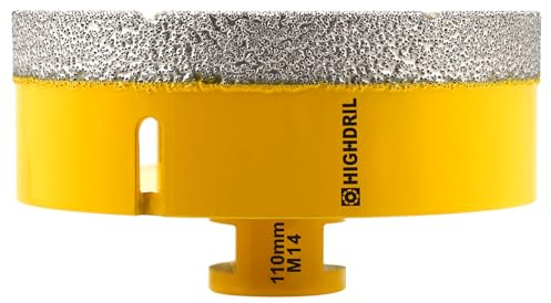 HIGHDRIL Diamant Bohrkrone - 110mm Lochsäge Fliesen M14 Gewinde für Porzellan Fliese Keramik Granit Marmor Trockenbohren Fliesen Diamantbohrer