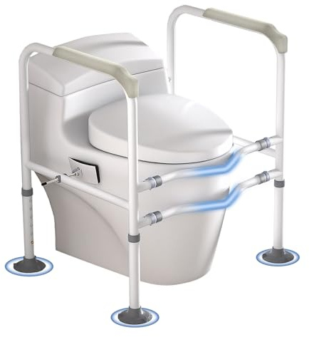 Froadp Aufstehhilfe Toilette WC Aufstehhilfe für Senioren und Behinderte Menschen Höhe und Breite Verstellbar Rutschfester WC Haltegriff mit Schwenkbarem Halteclip für Verschiedene Toiletten