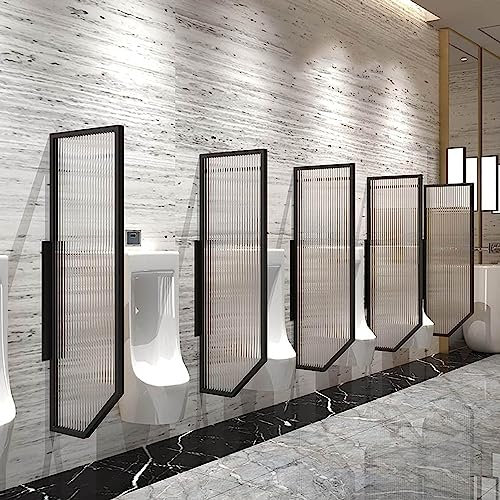 Urinal-Trennwand-Schutzschirm, Wandmontierter Urinal-Sichtschutz Für Männer, Toiletten-Trennwand, Edelstahlrahmen Und Durchscheinender Raumteiler Aus Gehärtetem Glas, Für Badezimmer/Hotel (Schwarzes