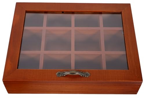 Alliteqwe 12 Compartments Tea Bag Storage Box Instant Coffee Bag Boxes with Transparent Lid